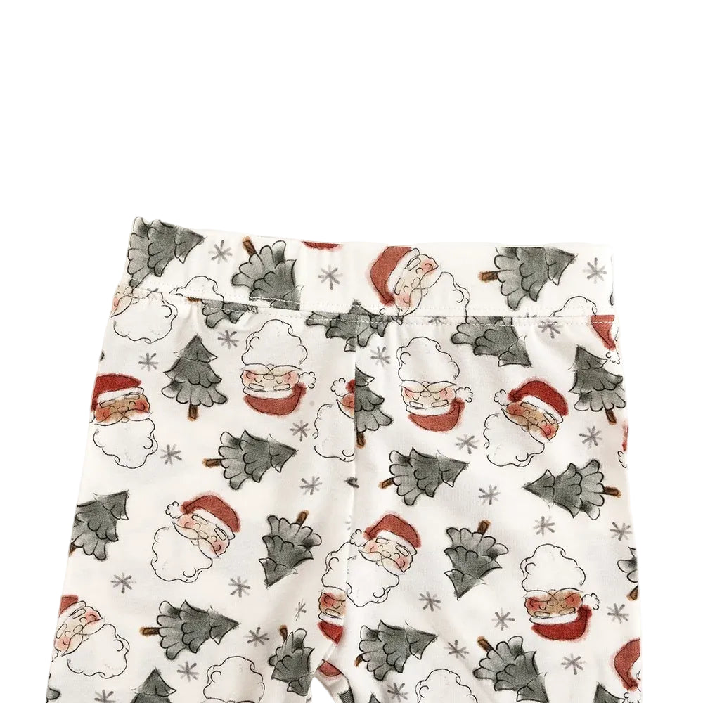 Close-up detail of soft elastic waistband on Kidsely Vintage Santa & Christmas Trees print bamboo toddler pajama pants