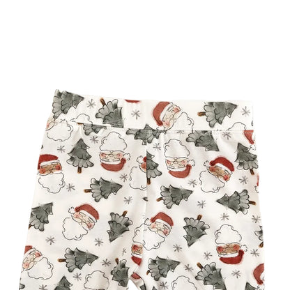 Close-up detail of soft elastic waistband on Kidsely Vintage Santa & Christmas Trees print bamboo toddler pajama pants