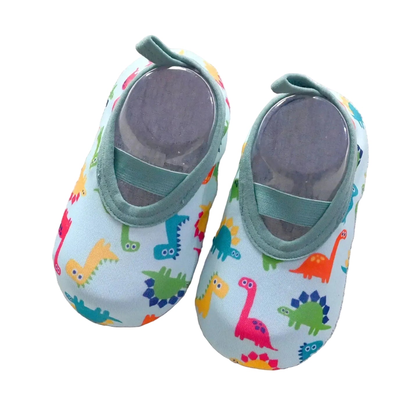 Kidsely light blue water shoes with colorful dinosaur print for kids