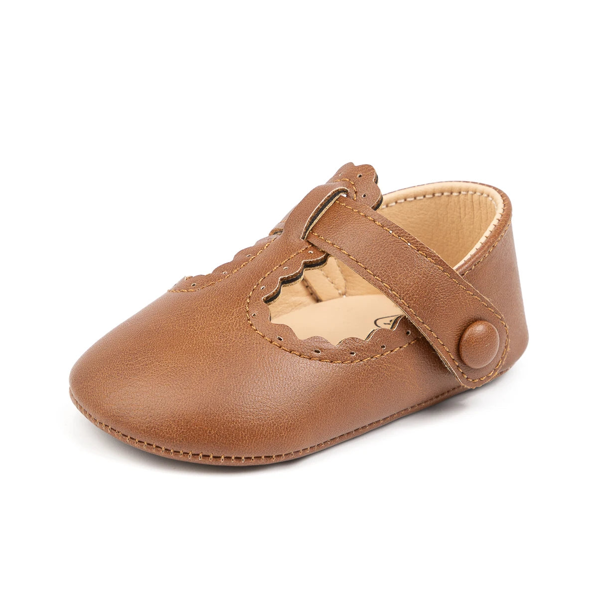 Baby Girl Soft Leather T-Strap Crib Shoes