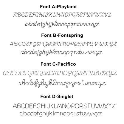Custom embroidery font styles A through D for personalized baby knit sweaters