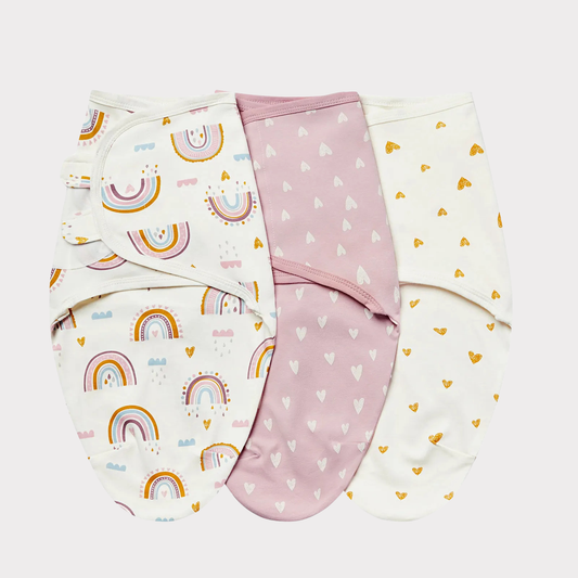 3-pack 100% Cotton Baby Swaddle Wrap | Silent Velcro & 2-Way Zipper Anti-Startle Sleep Sack (0-6 Months)