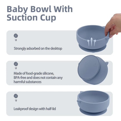 Baby bowl with suction cup on a white background