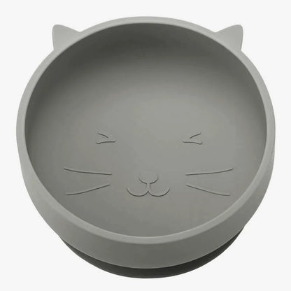 Gray cat-shaped bowl on a white background