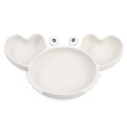 White silicone crab-shaped dish on a white background