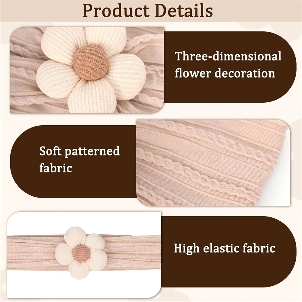 Product details of a three-dimensional flower decoration with soft patterned and high elastic fabric.