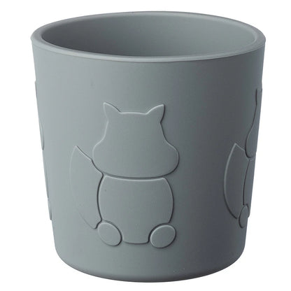Gray cup with squirrel design on a white background