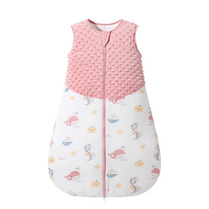 Under the Sea marine print cotton sleep sack with pink sensory texture and breathable design.