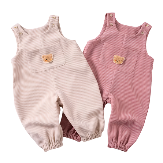 Unisex Baby Bear Corduroy Overalls - Toddler Bib Romper Jumpsuit (3-3T)